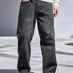 playfeel Men Loose Fit Mid Rise Dark Grey Jeans-picture-37