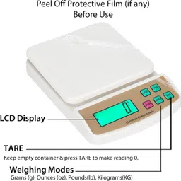 CHHOKRA Electronic Digital 1Gram-10 Kg Weight Scale Lcd Kitchen Weight Scale Machine Measure for measuring fruits,shop,Food,Vegetable,vajan,offer,kata,weight machine Weighing Scale for grocery,kata,taraju,shop,computer kata,tarazu,jewellery,sabzi, Weighing scale (White) (adaptor included) Weighing Scale image 3