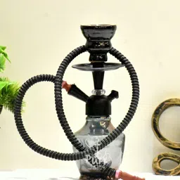 puff king Hookah Pot Black Gamla Hookah Pot Set For flavour. 12 inch Glass Hookah-picture-21