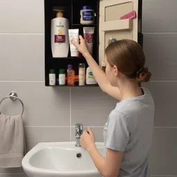 zahab Luxury Black Bathroom Mirror Cabinet (10x14) | Elegant Wall Storage Plastic Wall Shelf image 4