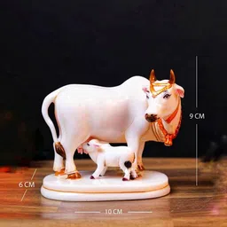 rajcrafts Cow and Calf Idol - 6 Inch Decorative Showpiece for Home Decorative Showpiece - 10.3 cm image 2