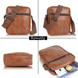romofy Tan Men Sling Bag Casual Trendy Travel Shoulder Crossbody Daytrip Men Slingbag image 5
