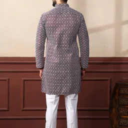 koshin Men Embroidered Khadi Silk Straight Kurta image 2