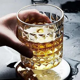 fabex (Pack of 6) Glasses Crystal Designer Tumblers Set For Whiskey, Beer, Wine, Juice Glasses (Set Of 6) (300ML). Glass Set Whisky Glass image 5