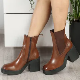 Tan Solid Outdoor Women Boots Boots For Women-image-36