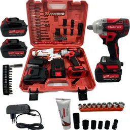 mayur STAR-FLEX 21VCORDLESS IMPACT WRENCH,300NM TORQUE,40 TOOLS, 2 BATTERIES &CHARGER Cordless Impact Wrench image 2