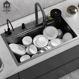 avier Kitchen Sink with Waterfall and Pull-down Faucet/304 Grade Stainless Steel Sink Vessel Sink-picture-25