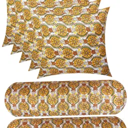 actos Combo Set of 5 Cushion And 2 Microfibre Floral Bolster Pack of 7-picture-29