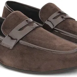 house of pataudi Men Brown Suede Slip On Casual Moccasins Loafers Shoes Loafers For Men image 4