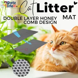 vayinato Cat Litter Mat (60*45Cm) For Litter Box Anti Slip Honey Comb Double Layer Design Cat Pet Mat image 2