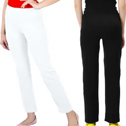 lenam Pack of 2 Women Regular Fit Multicolor Lycra Blend Trousers image 2