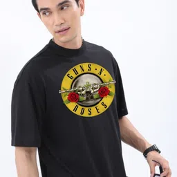 gun n foses x royal stance Men Printed Round Neck Cotton Blend Black T-Shirt image 4