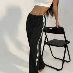 ms bottom Women Striped Black Track Pants image 5