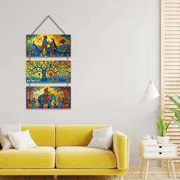 artvibes Devotional Art Radha And Krishna Wooden Wall Hanging For Home (WH_9429N) image 4