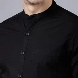 highlander Men Slim Fit Solid Mandarin Collar Casual Shirt image 5