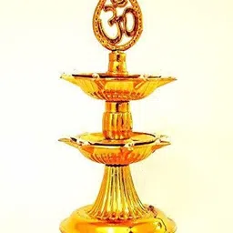 fyugo 14 Deep Electric Gold LED Diya for Temple Decorative Plastic Pooja/Puja/Mandir Copper Diya (Pack of 1 ) (Height: 10.5 INch) Table Lamp image 2