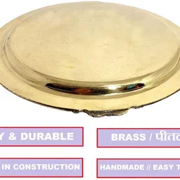 a & h enterprises Pack of 7 Brass Floral Design Pital Thali Set , Dinner Set for Dinnerware Serveware Dinner Set image 4