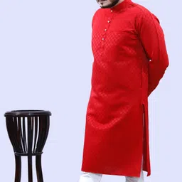 tibra collection Men Solid Cotton Blend Straight Kurta image 5