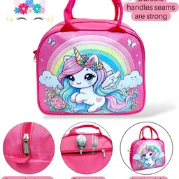 tera13 Large Insulated Lunch Bag Unicorn Zipper Lunch Bag for Girls & Boys Waterproof Lunch Bag image 5