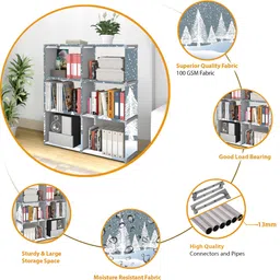 sbkx Carbon Steel Collapsible Bookshelf Space Saving 12-Shelf Book Rack Almirah Home Metal Open Book Shelf image 3
