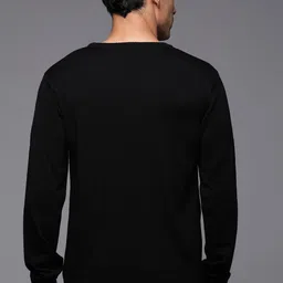 raymond Men Self Design Round Neck Black Sweater image 5