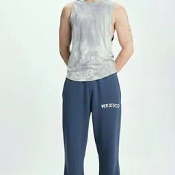 fitinc Men Solid Blue Track Pants image 3
