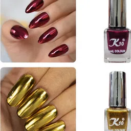 k10 Metallic Nail Polish Combo Multicolor (12ML Each) Golden,Maroon-picture-11