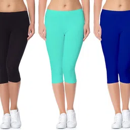 swanit Women Black, Light Green, Blue Capri-picture-24