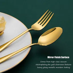 laprex Luxury Golden Steel Flatware Set,Cutlery Set Spoon,Fork & Knife Set,Kitchen Item Stainless Steel Cutlery Set image 4