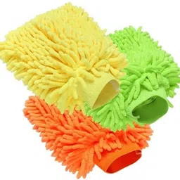 nuestra Set OF 3 Multipurpose Super Soft Premium High Quality Microfiber Hand Duster Washing Glove Wet and Dry Glove Set-picture-18