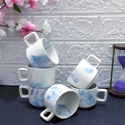 maalaxmi store Pack of 1 Ceramic HOTEL BLUE LINE WHITE CERAMIC image 3