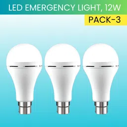 sacro 12W Rechargeable Inverter LED Bulb with Upto 4H.Power Cut Lighting Pack of_3Z45 4 hrs Bulb Emergency Light image 1
