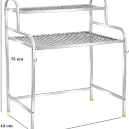 flipkart smartbuy Utensil Kitchen Rack Microwave Stand Kitchen Counter Shelf Organizer, Microwave Oven Rack, 2 Tiers Steel image 2