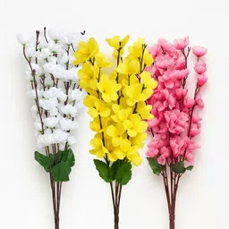 hokira Bright Multi-Shade Flower Bunch | Real-Touch Artificial Decoration Pink, Yellow, White Cherry Blossom Artificial Flower-picture-27