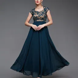 miss chase Women Maxi Dark Blue Full Length Dress-picture-16