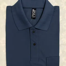 pam Men Solid Polo Neck Cotton Blend Blue T-Shirt-picture-24