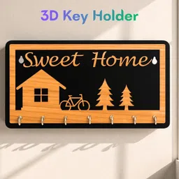hs designing dreams Sweet Home Wooden Key Holder for Wall | 7 Hooks N1 Wood Key Holder-picture-11