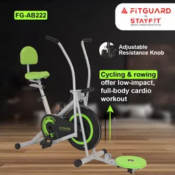 fitguard FG-AB 222 By STAYFIT Home Use Dual Fitness Bike Moving Handle Backrest Twister Indoor Cycles Exercise Bike image 3