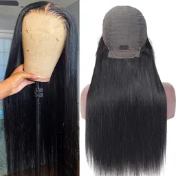 hamsri 100% human hair Long Front lace Wig for Women & Girls (28”,Natural brown)-N Hair Extension image 2