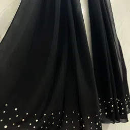 qalb luxuria Self Design Georgette Women Black Stole image 2