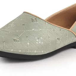 fausto Embroidery Sequin Ethnic Slip On Half Cut Juttis|Traditional Wedding Sherwani Mojaris For Men image 2