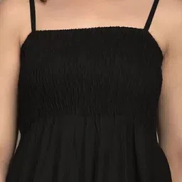 shree ambey Women Gown Black Midi/Calf Length Dress image 3