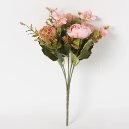 casacraft from pepperfry Pink Fabric Stunning Peony Bunch Artificial Flowers image 2