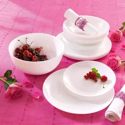 ravri trader Cosmo Collection, Opal Glass Full Plate Set 11" 6 pcs, Plainware, White_New Dinner Plate image 3