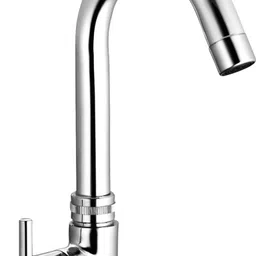 ramya Swan Neck Tap Brass For Bathroom and Kitchen Chrome Finish Pillar Tap Faucet image 1