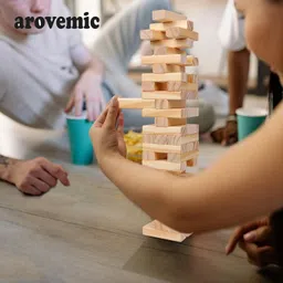 arovemic Premium Wooden Jenga Game – Classic 54 Blocks for Skill & Balance Play image 5