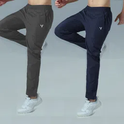 vitaan Men Solid Dark Blue, Grey Track Pants-picture-12