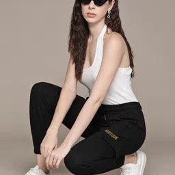 leotude Women Solid Black Track Pants image 4