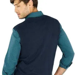 a n enterprises Men Solid V Neck Blue Sweater image 2