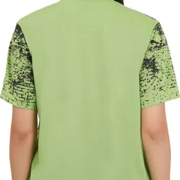 shaun Women Self Design Round Neck Cotton Blend Green T-Shirt image 1